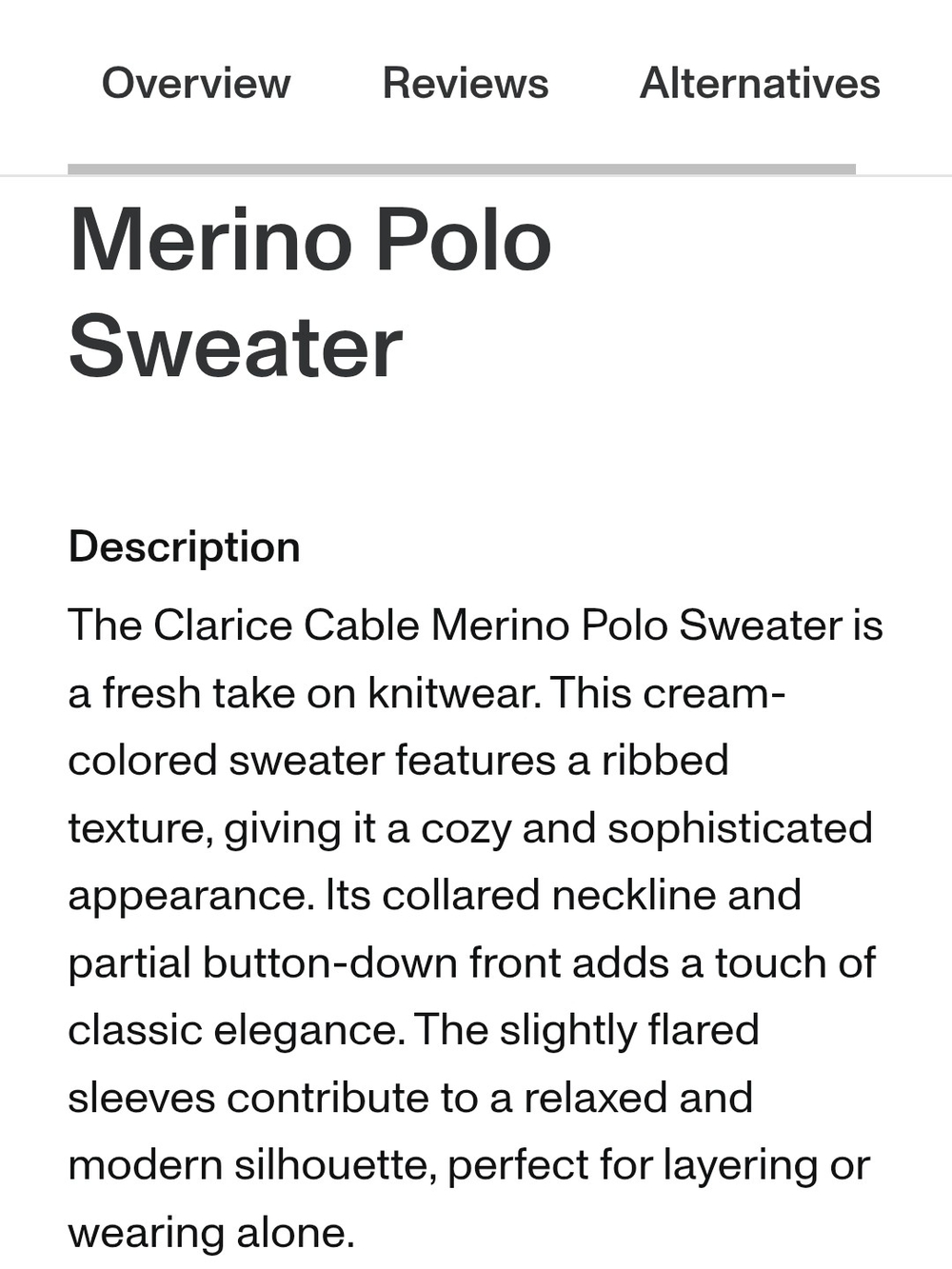 Women's Cream Ribbed Collar Sweater - Picture 8 of 9